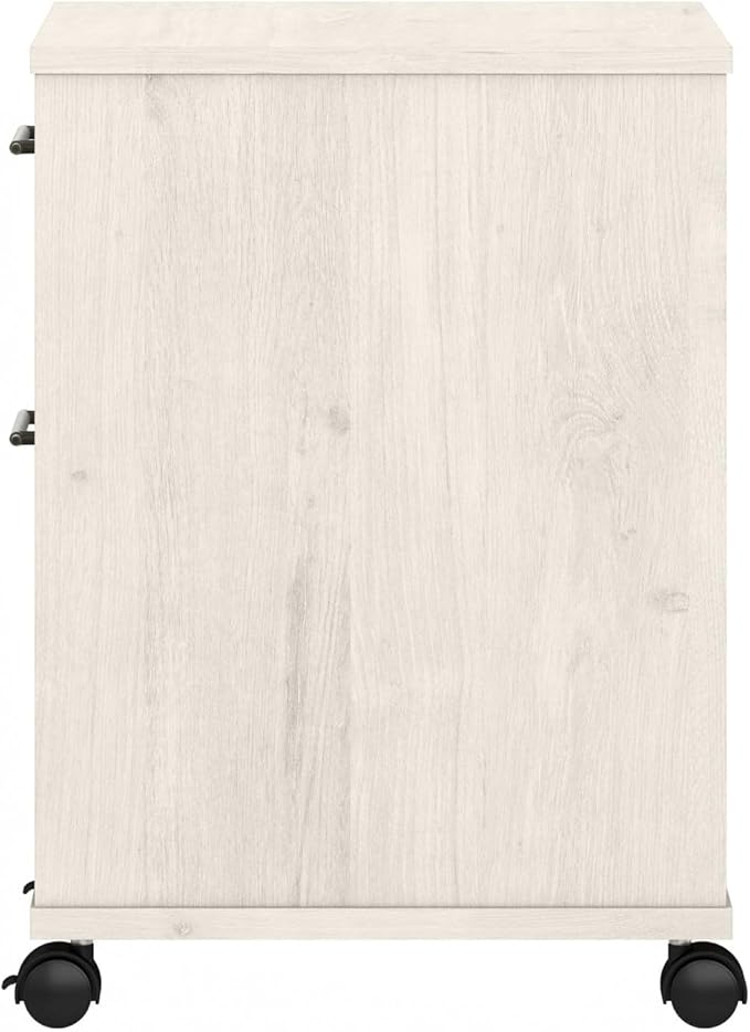 Bush Furniture Key West 2 Drawer Rolling File Cabinet in Linen White Oak Mobile Organization for Home Office Small Under Desk Storage on Wheels