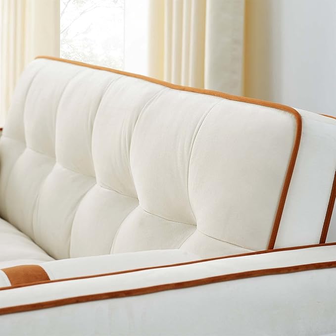 Sleeper Sofa Couch w/Pull Out Bed 55 New Upgraded Tufted Velvet Convertible Sleeper Couch Bed Small Love seat Sofa w/ 2 Pillows for Small Space Living Room Apartment Beige