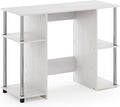 Compact Computer Desk - Study Writing Table for Small Spaces - Modern Home Office Desk White Oak/Stainless Steel
