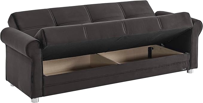 Sweet Home Stores 87 Convertible Sofa Bed with Storage Firm Fabric 3 Seater Upholstered Sleeper Sofa Couch Futon for Living Room Black