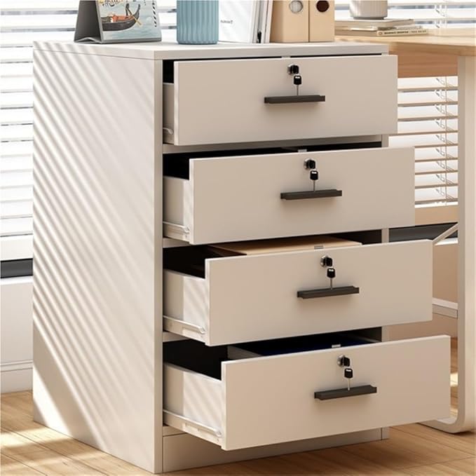 Multi-Layer File Cabinet with Lock Modern and Minimalist Under Desk Storage Multi-Functional Storage Cabinet Filing Cabinets for Home Office(White)
