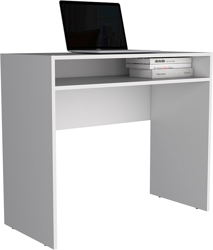 Stella 35 Wide Writing Desk with Shelf for Home Office Bedroom Living Room - Compact Space-Saving Desk with Open Storage