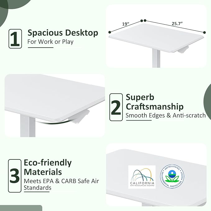 Mobile Standing Desk Adjustable Height Rolling Sit-Stand Laptop Desk with Lockable Casters Portable Compact Computer Table for Home Office Dorm White