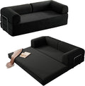 Simcat 79'' Modular Sectional Sofa Couches with Fixed-Shape Frame Memory Foam Couch Floor Sofa with Removable Armrests Pull Out Bed Convertible Sofa Bed for Living Room Bedroom Lounge (Black)