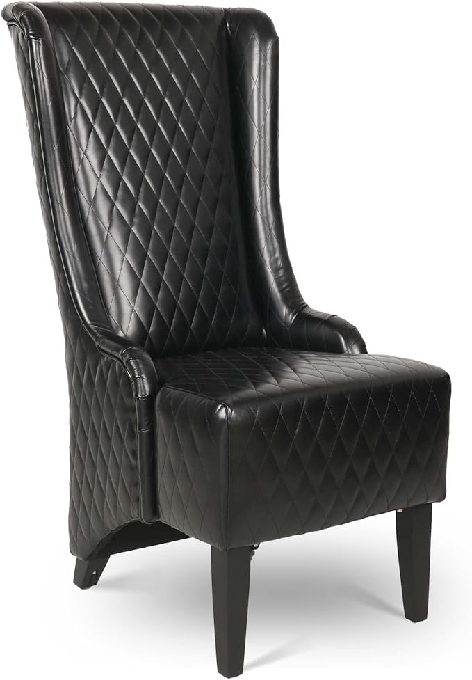 HomVent 1PCS Chair with Super High Wing-Back Velvet/PU Leather Upholstered Armless Throne Chair with Diamond Lattice Design Retro Elegant Side Chair for Living RoomKitchen