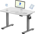 FLEXISPOT EN1 One-Piece Adjustable Desk 40 x 24 Inches Stand Up Desk Workstation Electric Standing Desk with Seamless Desktop (Silver Frame + 40 inches White Top 2 Packages)
