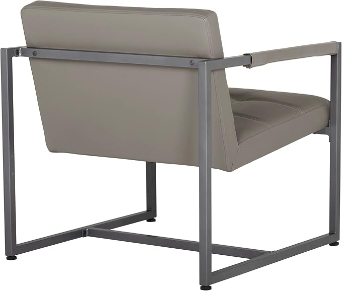 Camber Modern Accent Chair in Blended Leather Pewter Gray/Mushroom
