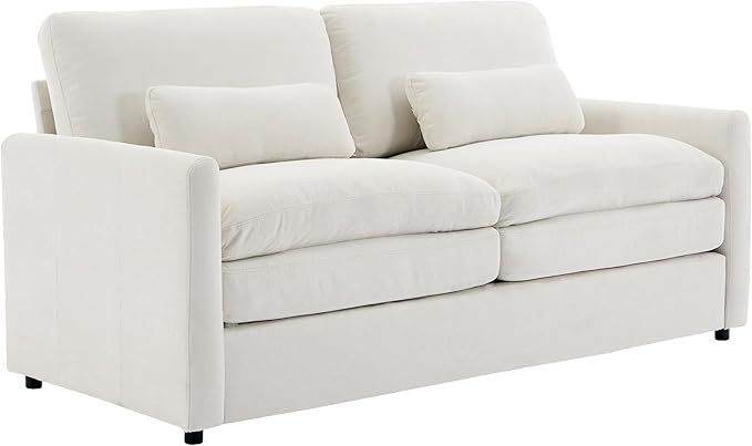 68.1 Oversized Cozy Upholstered Loveseat Sofa Oversized Comfy Comfy Cloud Sofa Double Cushion Loveseat Sofa Plush Cushion Sofa Couch for Living Room Office Apartment (Beige-2c)