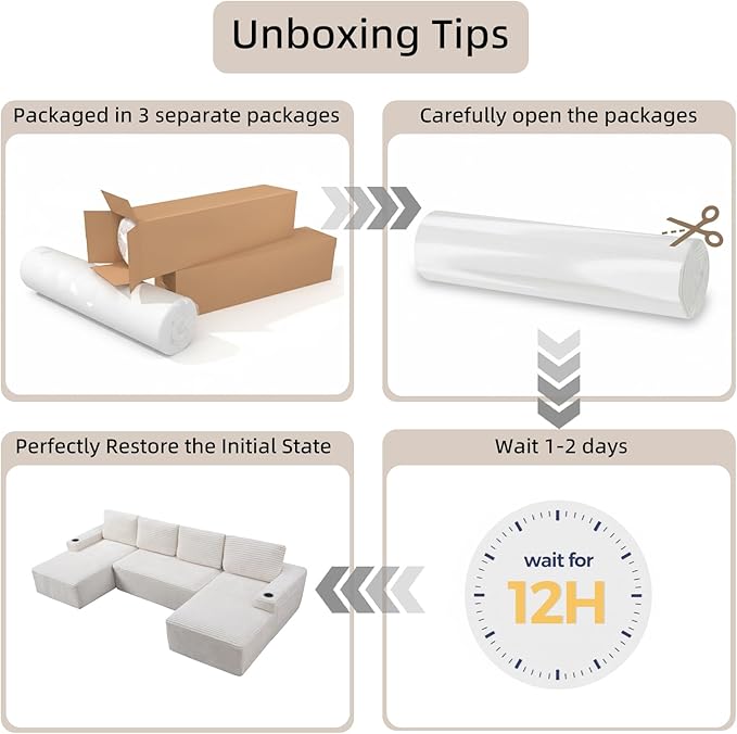 134 Modular Sectional Sofa Cloud Sectional Couch with Deep Seats Built-in Cup Holders &amp Side Pockets Upholstered Boneless Modern Modular Corduroy Sofa Couch with Chaise for Living Room Bedroom