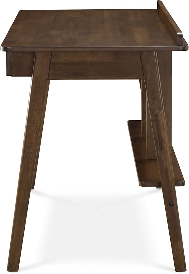 Finch Darren Home Office Desk with Drawer Mid Century Accent Desk 43 Inch Wide Simple Modern Study Table Walnut Brown