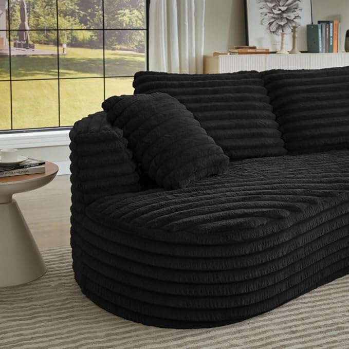121 inch Curved Modular Sectional Sofa Couch Oversized 2 Pieces Floor Foam Boneless Couches for Living Room Deep Seat Cloud Couch with Right Facing Chaise w/Throw PillowsNo Assembly Required