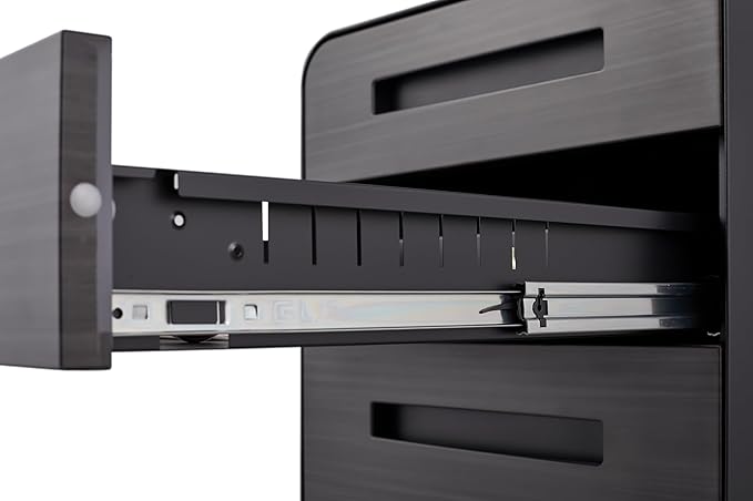 3 Drawer Mobile File Cabinet with LockUnder Desk Small Filing Cabinets Storage Organizer for Home5 Wheel Design Office Locking Drawers for Legal/Letter/A4 FilesBlackwood