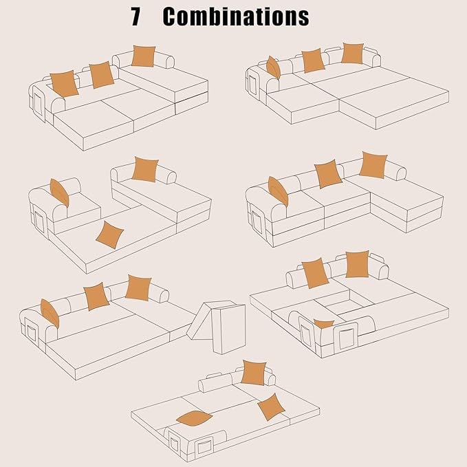 HANXIN 108 Modular Sectional Sofa Futon Convertible Sofa BedOversized Corduroy Boneless Couch for Living RoomFloor Loveseat Sleeper with Pull Out BedFree CombinationNo Assembly Required (Grey)