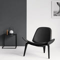 OAKHAM Comfy Shell Chair Mid Century Modern Accent Chair for Living Room and Bedroom with Protective Foot Pads Ergonomic (Ebony Black)