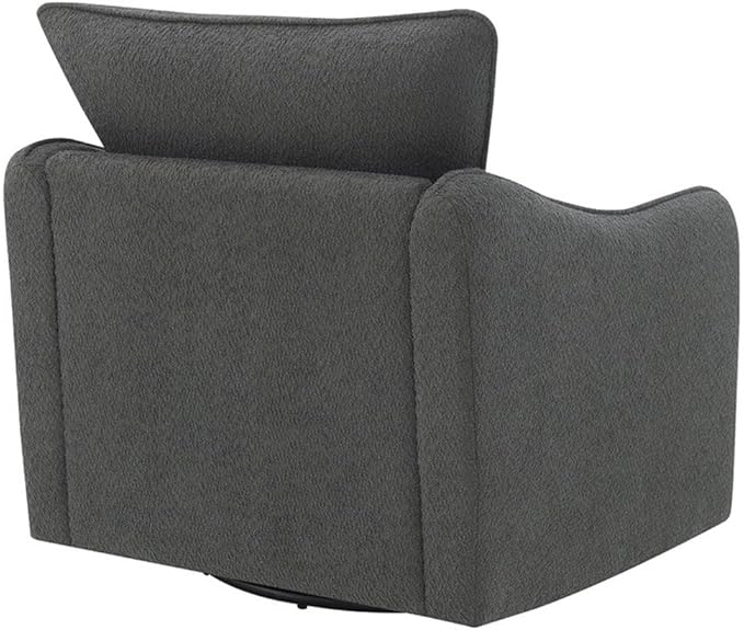 Pemberly Row Fabric Upholstered Swivel Glider Chair Charcoal Gray Bouclé 36 H x 31 W x 33.5 D Foam Seat and Back Cushions Contemporary Accent Chair for Living Room