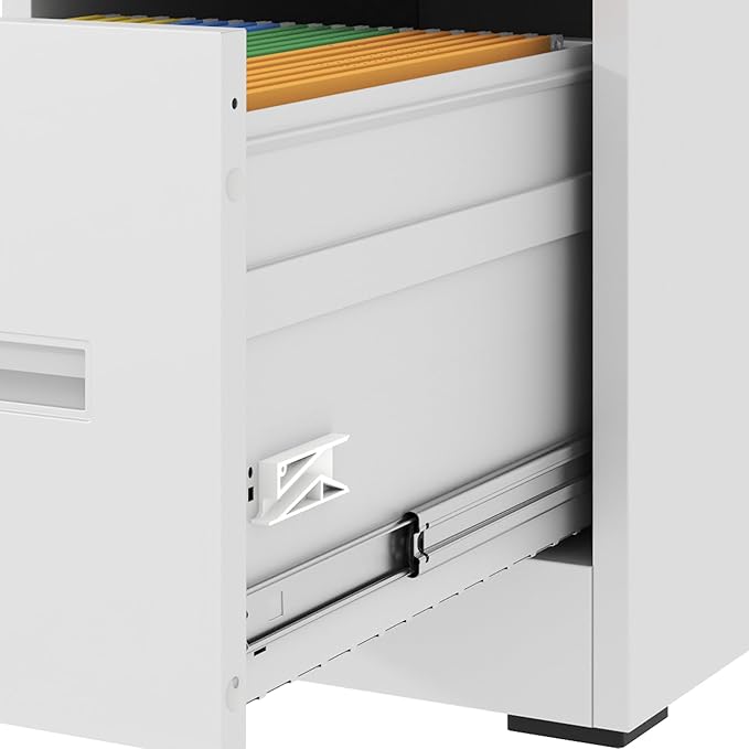 2 Drawer File Cabinet with LockSmall Metal Vertical Filing Cabinets Office Home A4 Letter Size Narrow File Cabinet LockedAssembly RequiredWhite