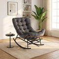 GAOMON Papasan Rocking Chair with Foot Rest and Thick Waterproof Cushion Ergonomic Papasan Chair with Metal Frame &amp PE Rattan Lounge Chairs for Patio Garden Lawn Living Room and Relaxation Spac