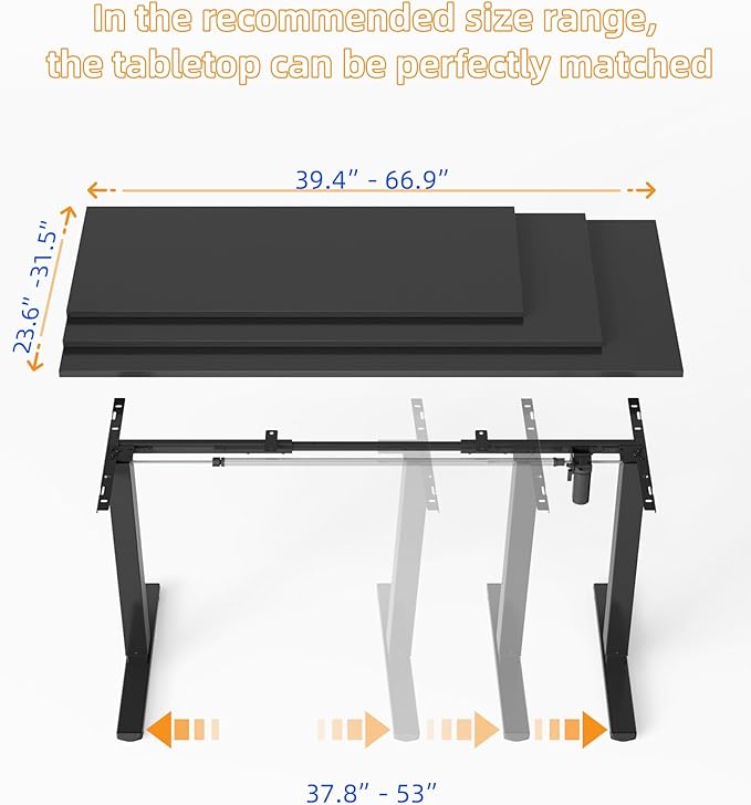 YIHAYO Low Height Adjustable Desk Frame Lifts 18.1-28.3 Inches Electric Standing Desk for Short People DIY Workstation Computer Table for Home Office (Black)
