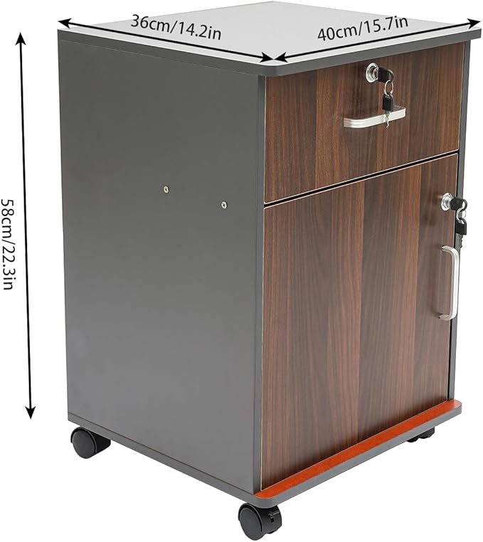 Mobile File Cabinet with Lock Under Desk File Cabinet with Lock Wheels Floor Stand Rolling Printer Stand with Drawer for Home &amp Office Legal/Letter/A4 File Storage Cabinet Large Capacity