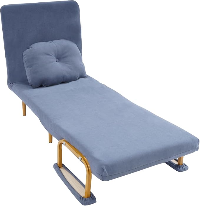 LOYALHEARTDY Sofa Bed Chair ReclinerFoldable Convertible Sleeper Sofa Chair Bed with Pillow5 Gears Adjustable Backrest Convertible Sofa Bed for Living Room Office Bedroom(Grey)