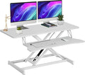 38-Inch Height Adjustable Standing Desk Converter Duals Monitor &amp Laptop Riser with Wide Keyboard Tray Sit to Stand Ergonomic Workstation for Home Office School Business White