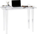 Acrylic Desk - Clear Acrylic Table Modern Home Office Study Table Extended Surface Multi-Purpose Console Sturdy Lightweight Workstation for Small Spaces (Transparent-L)