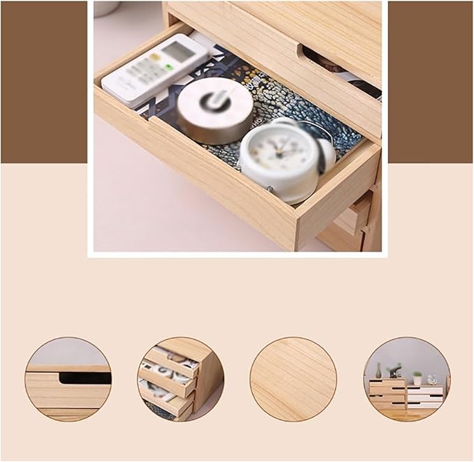 Aimeryup Storage Box File Cabinet 2-tier/3-tier/4-tier Wooden Desktop Clip with Drawer Desk Cabinet Study Office(Size:35X26X16CMColor:A)