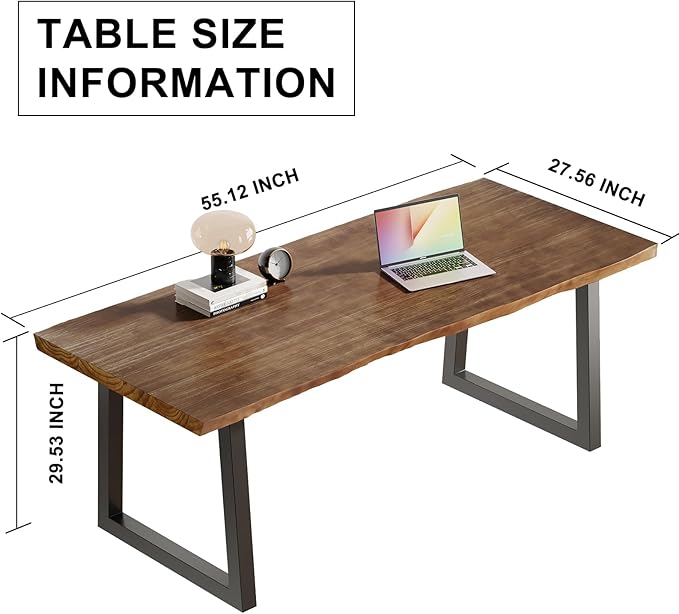 55inch Solid Wood Computer Desk Large Office Desk Home Simple Modern Long Desk Study Writing Desk Dining Table for Home Office