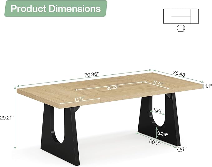 Tribesigns 70.86-Inch Executive Desk Large Computer Office Desk with Double Wood Pedestal Modern Simple Style Rectangle Writing Table for Home Office