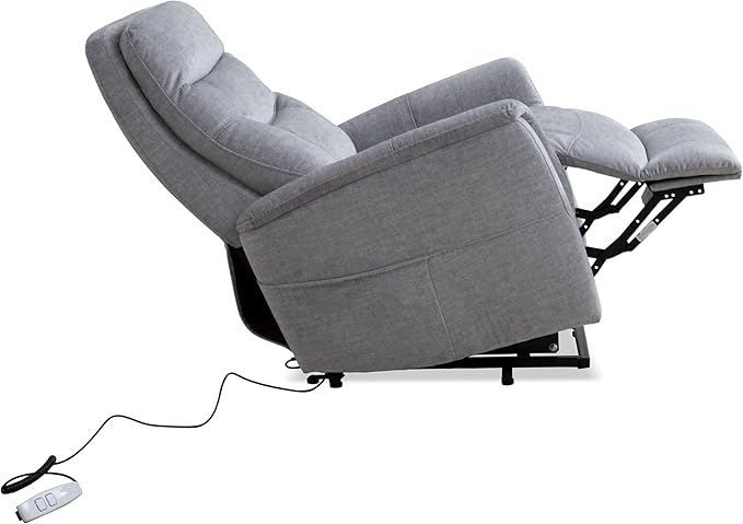 Parker Living Gemini - Capri Silver Power Lift Recliner Chair with Articulating Headrest 100% Polyester Electric Recliner for Living Room