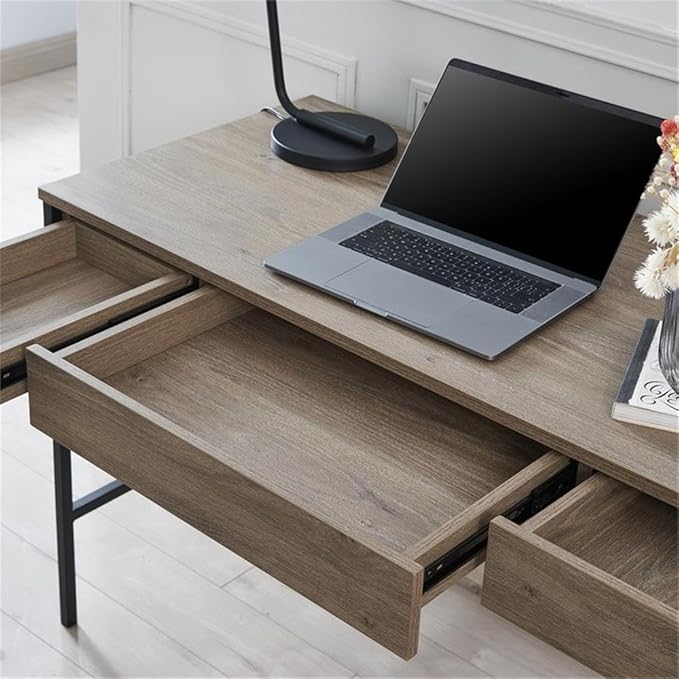 Evans 47.75'' Wide Rectangular Writing Desk in Antiqued Gray Oak