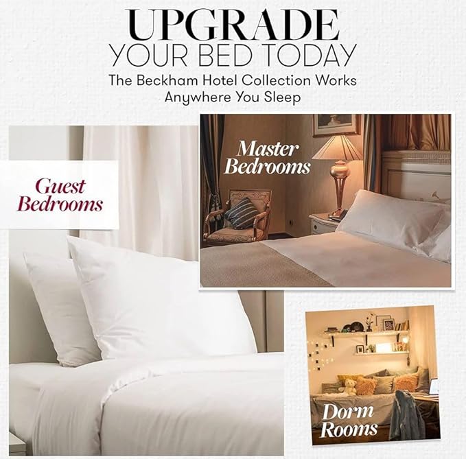 Beckham Hotel Collection Bed Pillows Standard/Queen Size Set of 2 - Original Soft Down Alternative Pillow for Sleeping - Soft Support for Back Stomach or Side Sleepers