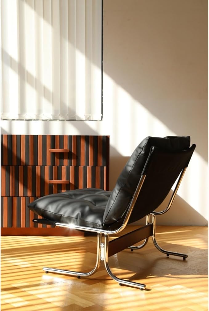 Leather Armchair Modern Accent Chair High Back Living Room Chairs with Metal Legs and Soft Padded Sofa Chairs for Home OfficeBedroomDining Room (Black)
