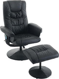 360° Swivel Office Chair with Ottoman Massage Lounge Chair with 5-Point Vibration &amp Heated Seat 140° Adjustable PU Leather Recliner for Living Room Home Theater or Office (Black)