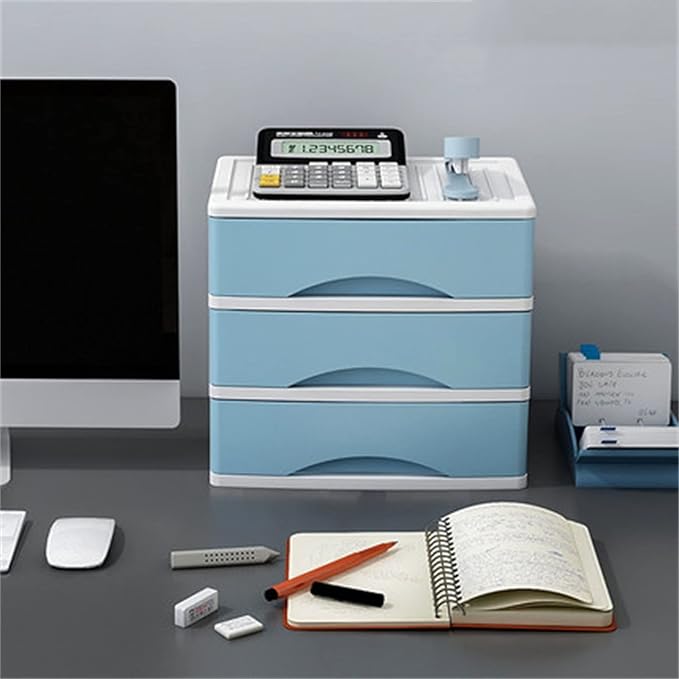 File Storage Cabinets Desktop Office Storage File Cabinet Drawer File Organizer Supplies Multi-Layer Cabinet Storage(Blue)