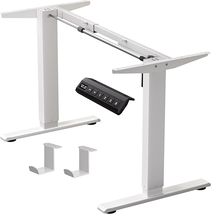 Standing Desk Frame for 37 to 77.5’’ Desktop Electric Height Adjustable Desk Legs 176 lbs Motorized Desk Legs Workstation Frame with Memory Presets White Frame Only
