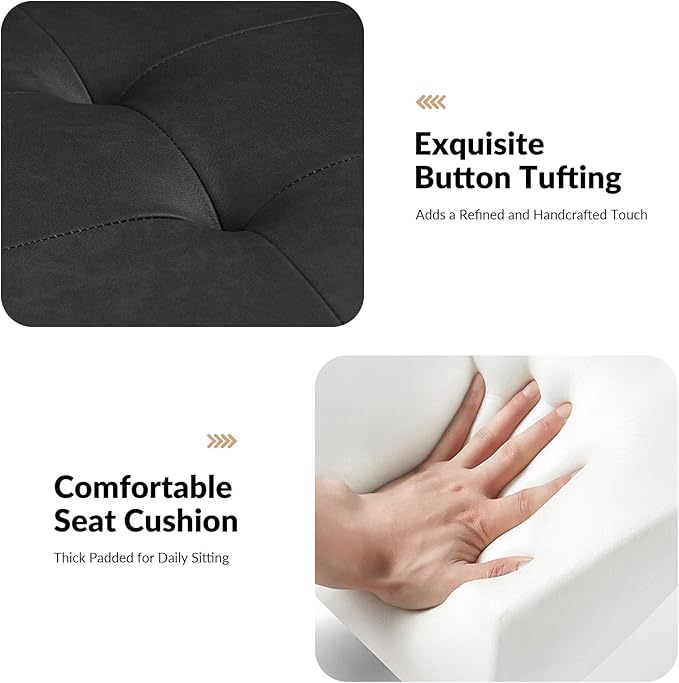 HULALA HOME Mid-Century Modern Faux Leather Loveseat Sofa with Movable Backrest Cushions Button-Tufted 2-Seater Sofa with Wooden Legs Small Love Seat Accent Couch for Living Bedroom Black