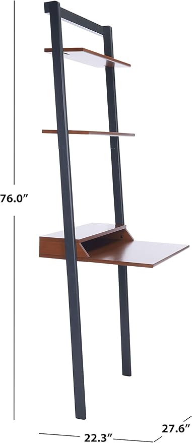 Safavieh Home Collection Pamella Honey Brown and Charcoal 2-Shelf Leaning Desk