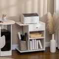 Mobile Printer Stand with Wheels Rolling File Cabinet Cart with Adjustable Shelf Drawer and CPU Stand White 23.5 W x 15.75 D x 27 H