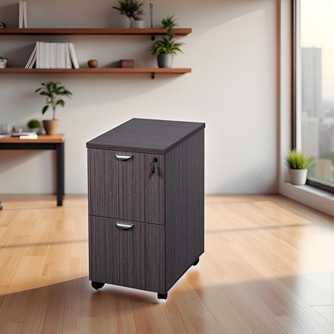 Office Products Driftwood Mobile Pedestal File Cabinet Modern Storage Solution with Lockable Drawers Compact Filing Drawers for Workspace Organization