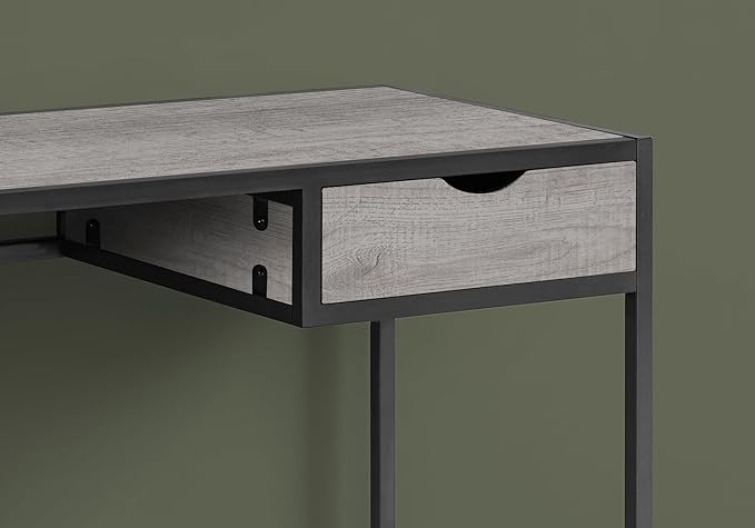 Computer Desk Home Office Laptop Storage Drawer 42 l Work Grey Laminate Black Metal Contemporary Modern