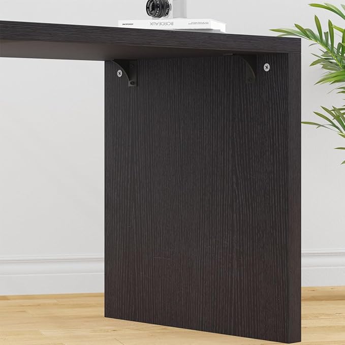 HSH Black L Shaped Computer Desk Corner Desk with Storage Cabinet Shelves Reversible Industrial Wood Executive Workstation L-Shaped Home Office Table for Work Study Writing Gaming 55 Inch