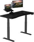 Vari Ergo 54x26 Electric Standing Desk – Height Adjustable Sit Stand VariDesk + Curved Waterfall Edge 4 Memory Settings Quick Assembly Cable Management 200 lb Capacity – Black (2 Boxes)