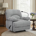 Oversized Recliner Chairs with Phone Holder Large Recliner Soft Fabric Overstuffed Big Man Recliner for Heavy Duty 400lbs Adults for Living Room Bedroom Nursery RV Grey