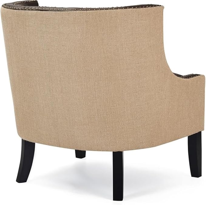 Tommy Hilfiger Dorset Leather Club Chair Brass Nailhead Accent Trim High Back Reading Armchair Traditional Living Room Furniture Chesterfield Brown