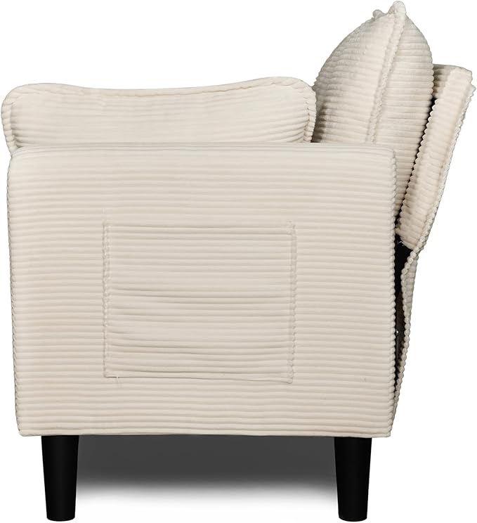 Corduroy Oversized Armchair 48 Extra Wide Accent Chairs W/Double Solid Wood Frame for Living Room Modern Lounge Chair Upholstered Cloud Single Sofa with Pillows