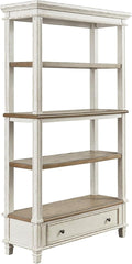 Signature Design by Ashley Realyn French Country 75 Bookcase with Drawer Chipped White