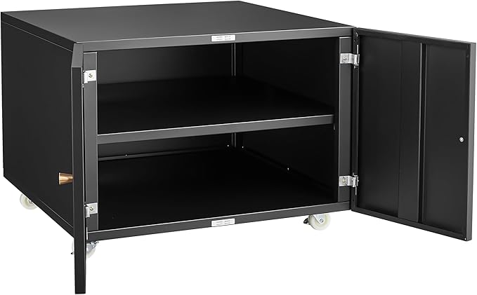 DlandHome Mobile File Cabinet 17.7 H Under Desk Metal Filing Cabinet with Doors and Adjustable Shelf Steel Storage Cabinet Printer Stand for Home School Office Garage Black