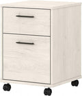 Bush Furniture Key West 2 Drawer Rolling File Cabinet in Linen White Oak Mobile Organization for Home Office Small Under Desk Storage on Wheels