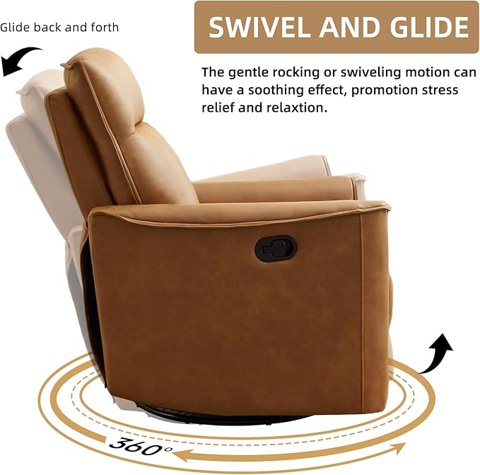 CANMOV Manual Recliner Sofa Furniture Set for Living Room Included Leathaire Nursing Chairs Swivel Glider Recliners Wall-Hugger 2 Seat Reclining Loveseat Modern Double Reclining Sofa Couch 1+2